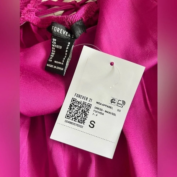 FOREVER 21 Women’s Maxi Dress Puff Sleeves Corset Empire Waist Fuchsia Size‎ S - Picture 16 of 16